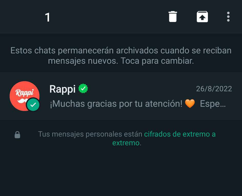 Desarchivar un chat en Whatsapp